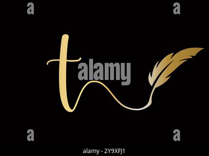 Initial Letter T Feather Logo Design Vector Template. Feather Symbol Stock Vector