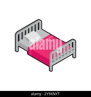 Bed is made isolated. Bd with blanket and pillow Stock Vector
