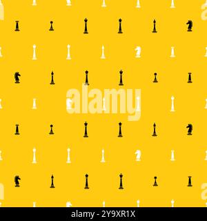 Chess pattern seamless. Chess pieces background. Pawn and rook chess pieces background. Symbol Horse and bishop background. Icon king and queen textur Stock Vector