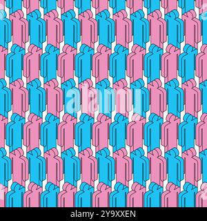 Paper People pattern seamless. Cut out people background. Concept illustration paper crowd Stock Vector