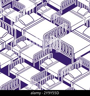 Bed pattern seamless. Bd with blanket and pillow background. texture for fabric Stock Vector