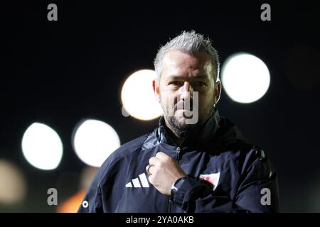 Newport, UK. 11th Oct, 2024. Matt Jones (Matthew Jones), the head coach/manager of Wales U21 football team looks on. Wales U21 v Czechia U21, UEFA Euro U21 championship qualifying, group I match at Rodney Parade in Newport, South Wales on Friday 11th October 2024. Editorial use only. pic by Andrew Orchard/Andrew Orchard sports photography/Alamy Live News Credit: Andrew Orchard sports photography/Alamy Live News Stock Photo