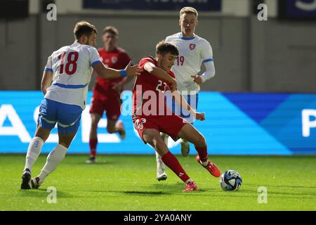 Newport, UK. 11th Oct, 2024. Joel Colwill of Wales U21 (23) has a shot at goal. Wales U21 v Czechia U21, UEFA Euro U21 championship qualifying, group I match at Rodney Parade in Newport, South Wales on Friday 11th October 2024. Editorial use only. pic by Andrew Orchard/Andrew Orchard sports photography/Alamy Live News Credit: Andrew Orchard sports photography/Alamy Live News Stock Photo