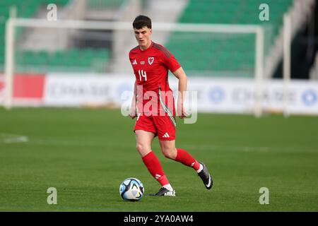 Newport, UK. 11th Oct, 2024. Joel Cotterill of Wales U21 in action. Wales U21 v Czechia U21, UEFA Euro U21 championship qualifying, group I match at Rodney Parade in Newport, South Wales on Friday 11th October 2024. Editorial use only. pic by Andrew Orchard/Andrew Orchard sports photography/Alamy Live News Credit: Andrew Orchard sports photography/Alamy Live News Stock Photo