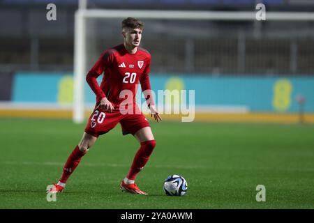 Newport, UK. 11th Oct, 2024. Zac Ashworth of Wales U21 in action. Wales U21 v Czechia U21, UEFA Euro U21 championship qualifying, group I match at Rodney Parade in Newport, South Wales on Friday 11th October 2024. Editorial use only. pic by Andrew Orchard/Andrew Orchard sports photography/Alamy Live News Credit: Andrew Orchard sports photography/Alamy Live News Stock Photo