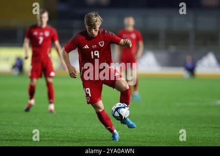 Newport, UK. 11th Oct, 2024. Tom Davies of Wales U21 in action. Wales U21 v Czechia U21, UEFA Euro U21 championship qualifying, group I match at Rodney Parade in Newport, South Wales on Friday 11th October 2024. Editorial use only. pic by Andrew Orchard/Andrew Orchard sports photography/Alamy Live News Credit: Andrew Orchard sports photography/Alamy Live News Stock Photo