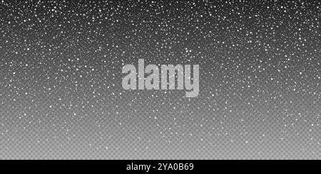 Frosty snowflakes falling on transparent background. Winter vector snowfall for Christmas snow scene Stock Vector