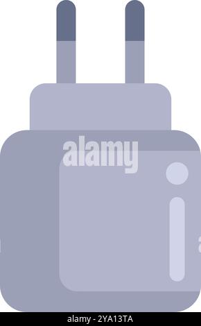Minimalist illustration of a phone charger, featuring two prongs for electrical connection Stock Vector