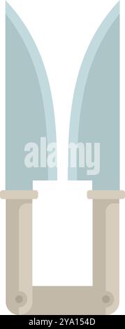This vector illustration features a double knife kitchen tool with cutting blades, depicted in a flat style Stock Vector