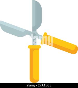Gardening scissors with yellow handles open and ready for cutting branches, twigs and other foliage Stock Vector
