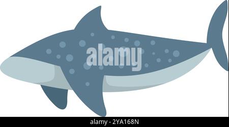 Cartoon whale shark swimming underwater with open mouth in blue and gray colors Stock Vector