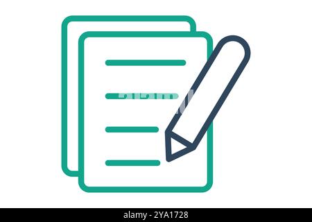Registration icon. line icon style. paper with pencil. icon related to reception. hotel elements vector illustration Stock Vector