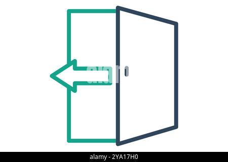 Exit icon. line icon style. open door with arrow. icon related to reception. hotel elements vector illustration Stock Vector