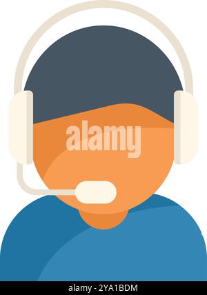 Call center operator wearing a headset and speaking into microphone Stock Vector