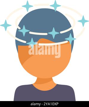 Dizziness symptom with young person feeling unwell, suffering from vertigo, stress or motion sickness Stock Vector