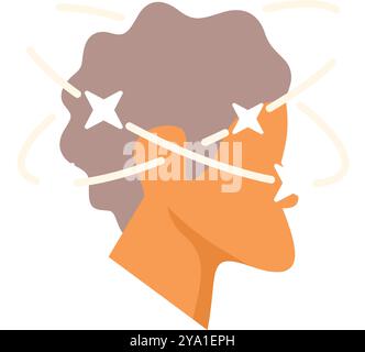 Young man feeling dizzy with suffering from vertigo feeling sick vector illustration Stock Vector