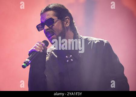 Porto, Portugal. 11th Oct, 2024. New Max (Tiago Novo) of Portuguese soul and hip-hop duo Expensive Soul, performs live during a concert at the Coliseu do Porto. (Photo by Rita Franca/SOPA Images/Sipa USA) Credit: Sipa USA/Alamy Live News Stock Photo