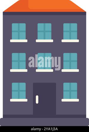 Simple vector illustration of a multi storey residential building with many windows on white background Stock Vector