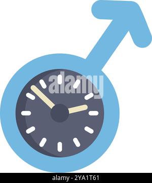 Clock with male gender symbol as its hand showing time limit for pregnancy or other time sensitive male health issues Stock Vector
