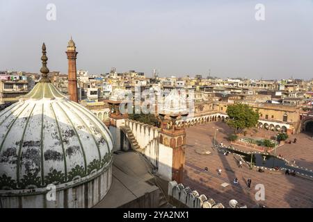 Delhi, India, December 04, 2019: High angle view of Jama Masjid from one of the minaret towers, Asia Stock Photo