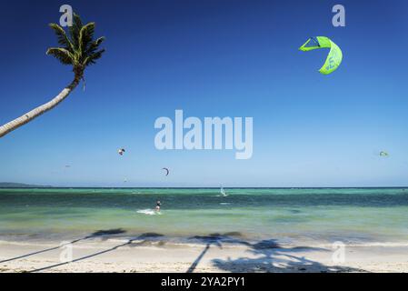 Famous bolabog kite surfing beach in exotic tropical paradise boracay island philippines Stock Photo