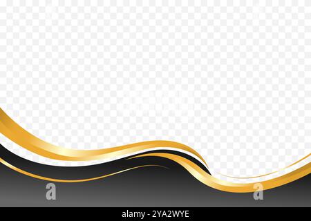 Luxurious wavy Black and gold vector background for sophisticated header and footer decorations. Stock Vector