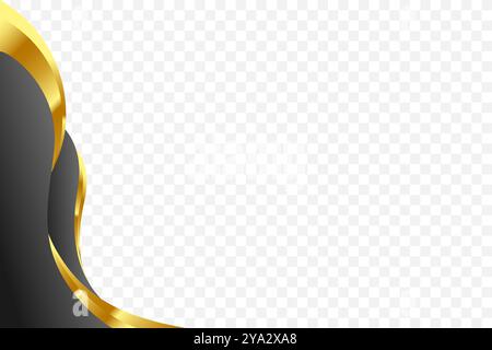 Distinctive wavy vector background in Black and gold for elegant footer and header decor. Stock Vector