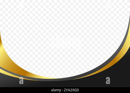 Luxurious Black and gold curved vector background border for elegant header and footer layouts. Stock Vector