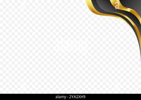 Elegant design for footer and header featuring a wavy Black and gold vector background. Stock Vector