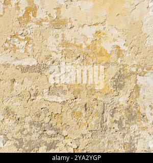 Worn yellow textured stone wall, square shot Stock Photo
