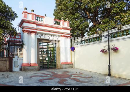 Portuguese colonial architecture in old town macau china Stock Photo