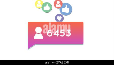 Digital image of social media icons and increasing numbers 4k Stock Photo