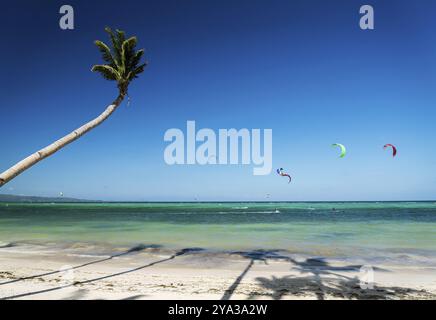 Famous bolabog kite surfing beach in exotic tropical paradise boracay island philippines Stock Photo