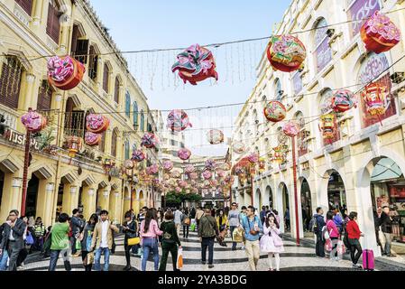 Leal senado square famous tourist attraction in central old colonial town area of macao macau china Stock Photo