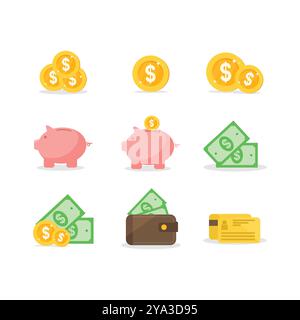 Collection of Money Management Element Stock Vector