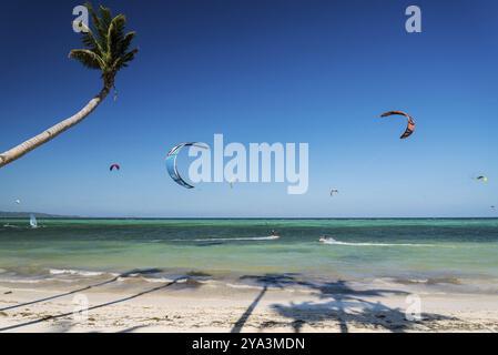 Famous bolabog kite surfing beach in exotic tropical paradise boracay island philippines Stock Photo