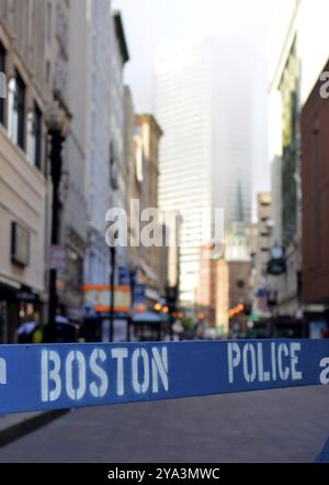 A Police Barricade At A Crime Scene In Boston USA Stock Photo