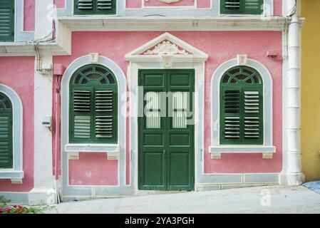 Portuguese colonial architecture in central macau china Stock Photo