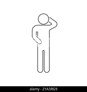 Stick Figure Line Icon. Man Person Stand Standing Linear Symbol ...