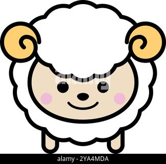 Cute sheep icon. Lamb icon. Editable vector. Stock Vector