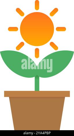 Plant sprout and sun icon. Photosynthesis icon. Editable vector Stock ...