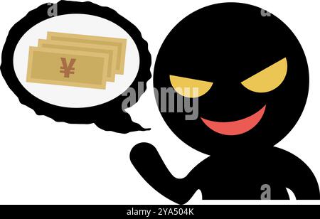 Japanese money fraud icon. Editable vector. Stock Vector