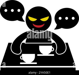 Multilevel marketing solicitation in cafe. Editable vector. Stock Vector