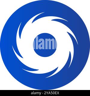 Intense Circular Blue Typhoon Icon. Editable vector. Stock Vector