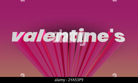 Valentine's day 3d sign. Peach pink background. Stock Photo