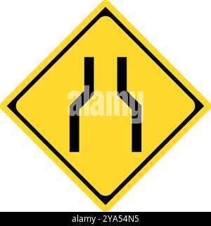 Road narrows sign in Japan. Road width guide. Editable vector. Stock Vector
