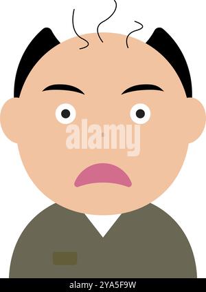 Middle-aged man surprised that he is bald. Editable vector. Stock Vector