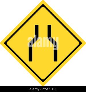 Japanese Road narrows sign. Traffic sign. Editable vector. Stock Vector