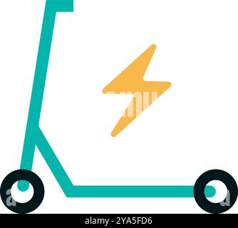 Electric kickboard and electricity icon. Editable vector. Stock Vector