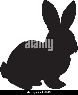 Rabbit silhouette. Easter Bunny. Isolated on white background. Stock Vector